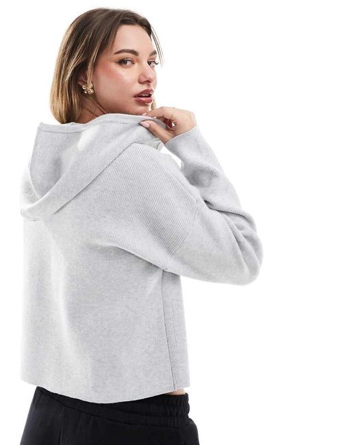 Stradivarius Gebreide Hoodie Met Ritssluiting in het Black