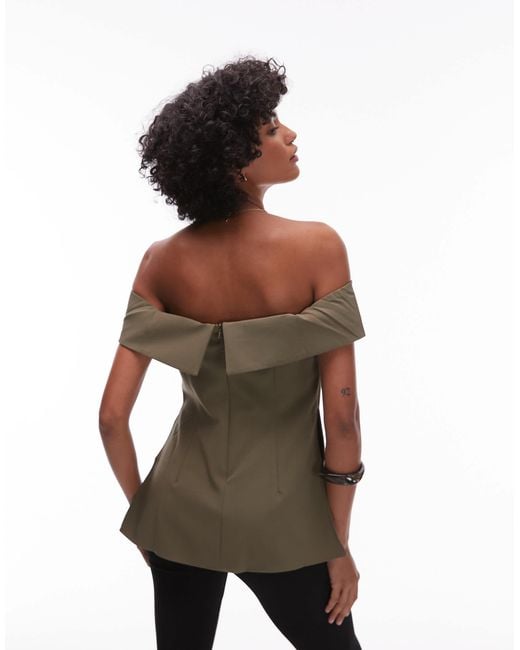 Mango Black Structured Longline Bardot Top