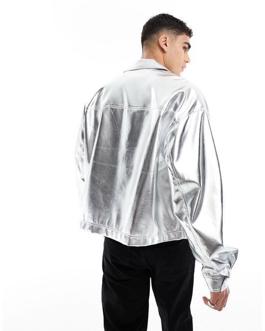 ASOS White Extreme Oversized Cropped Coach Jacket for men