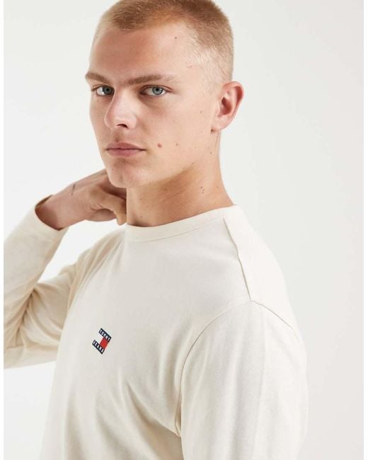 Tommy Hilfiger White Badge Logo Long Sleeve T-shirt for men