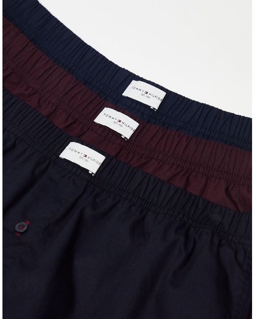 Tommy Hilfiger Blue 3-pack Boxers With Logo Waistband for men