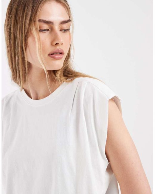Levi's White Pleated Muscle Tank Top