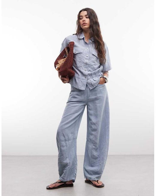 AllSaints Blue Tove Short Sleeve Distressed Denim Shirt