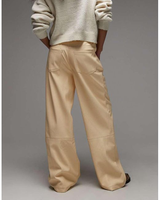 Pantalones Amarillo Pastel De Talle Bajo Y Corte Masculino De Cuero Sintético De -Blanco ASOS de color White