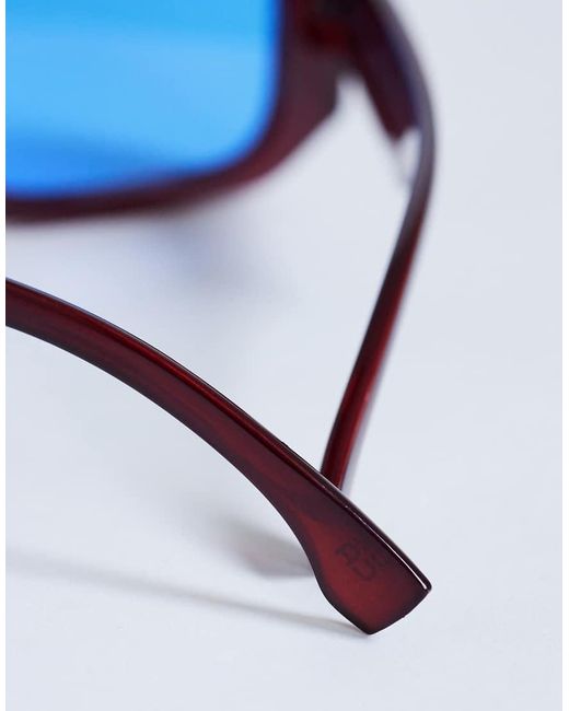 TOPSHOP Blue Milan Rectangle Sunglasses