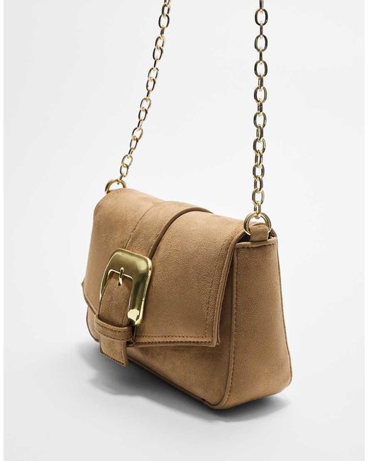 Stradivarius Crossbody Tas Met Gesp in het Natural