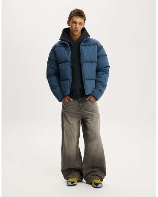 Cotton On Blue Puffer Jacket for men