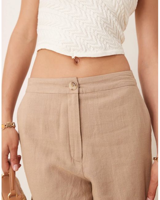 ASOS Natural Relaxed Shorts With Linen