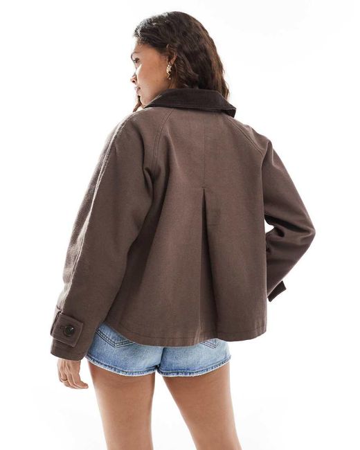 Chaqueta Marrón Moca Con Solapas En Contraste De Asos Design Petite-Sin Color ASOS de color Brown