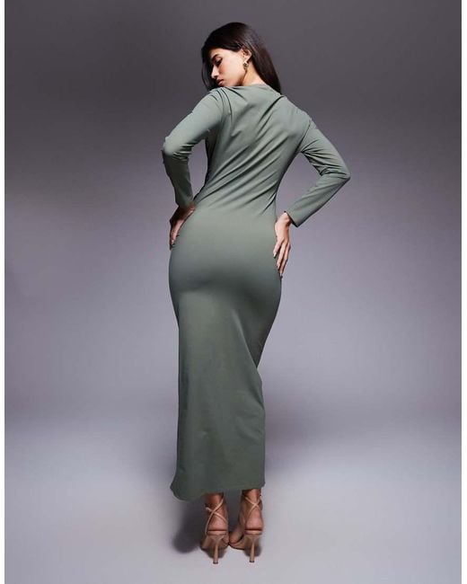 DASKA Gray Ruched Maxi Dress