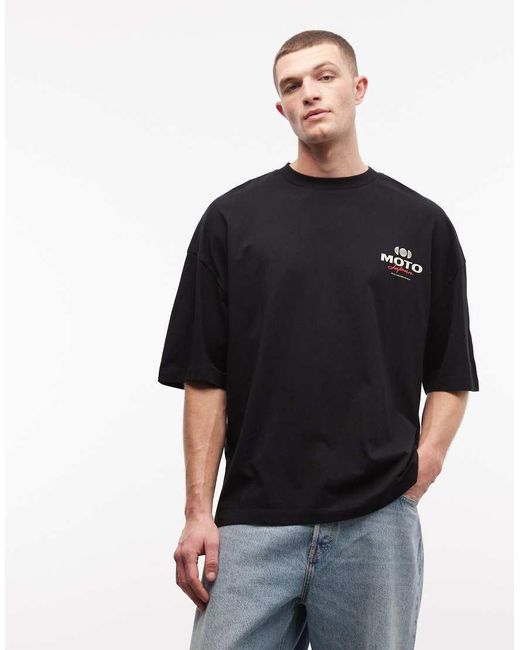 ASOS Black Oversize T-shirt With Motor Back Print for men