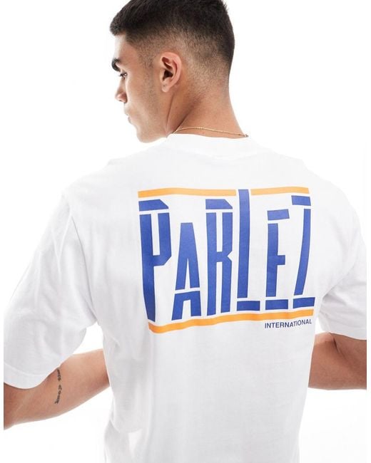 Parlez Blue Waller Oversized Backprint T-Shirt for men