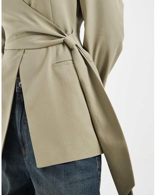 ASOS Natural Linen Blend Round Neck Blazer