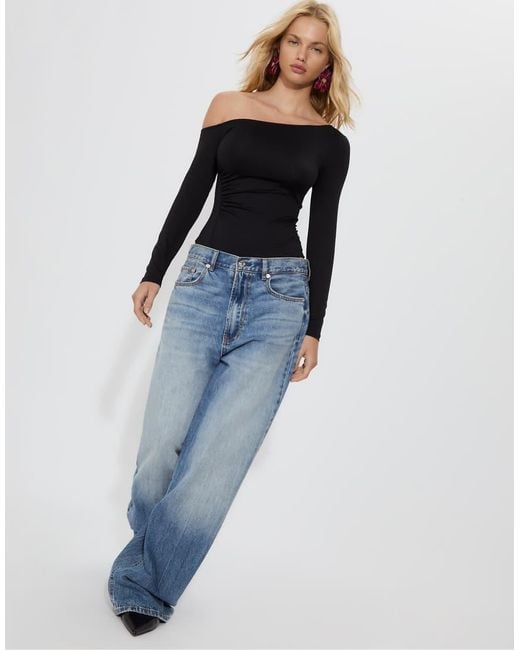 Body A Maniche Lunghe Con Arricciature di Stradivarius in Black