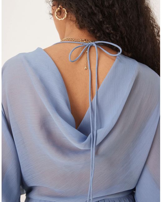 ASOS Blue Cowl Back Pleated Bodice Playsuit