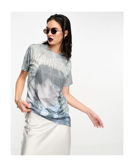 ASOS White Wednesday Addams Oversized T-shirt With Licence Placement Graphic Print