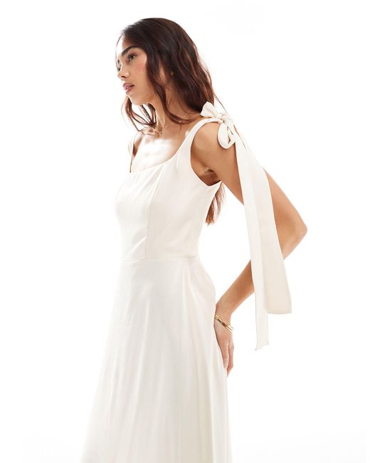 Maids To Measure White Bridesmaid Tie Shoulder Maxi Dress