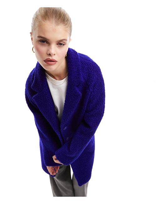 Whistles Blue Cocoon Boucle Coat