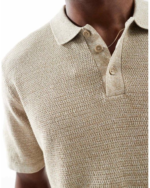 Jack & Jones Natural Textured Knitted Polo for men