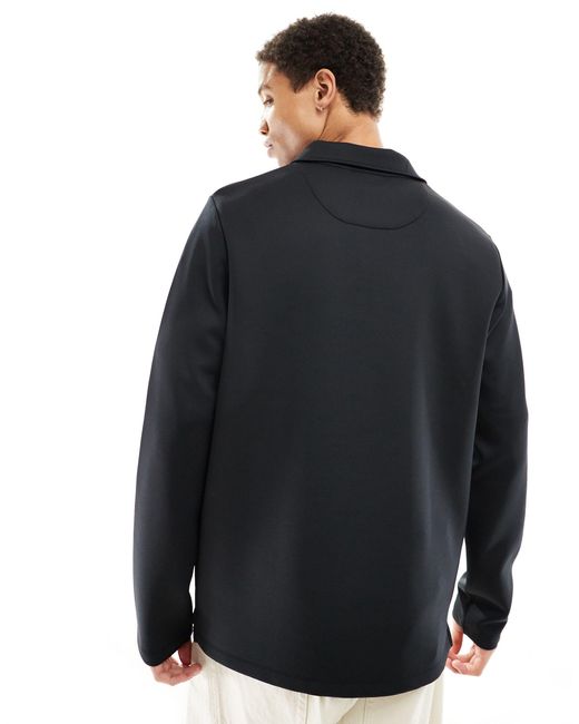 ASOS Black Scuba Polo Sweatshirt With Zip for men