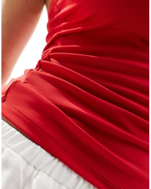 Collusion Red Sporty Polo Halter Top