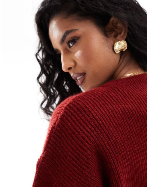 ASOS Fluffy Knitted Tshirt in Red Lyst UK