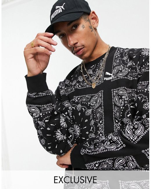 PUMA Black Off Beat Paisley Sweatshirt for men