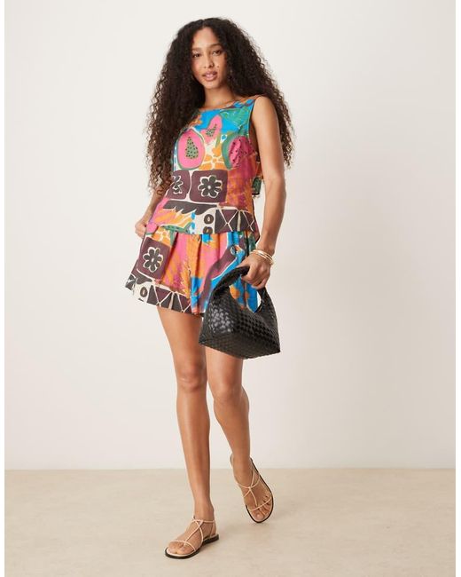 ASOS Multicolor Open Tie Back Shell Top Co-ord