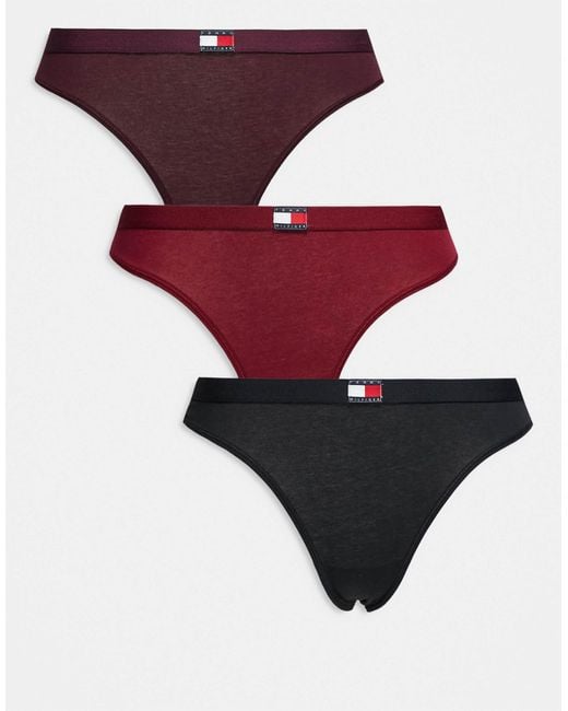 Tommy Hilfiger Red 3 Pack Flag Detail Thong