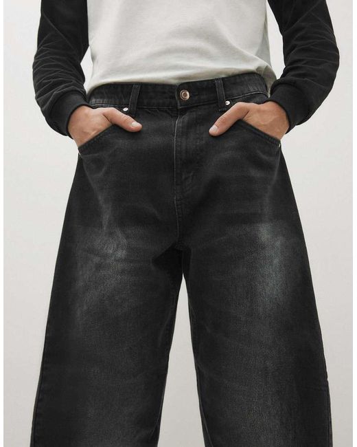 Bershka Black Twisted Fit Jeans for men
