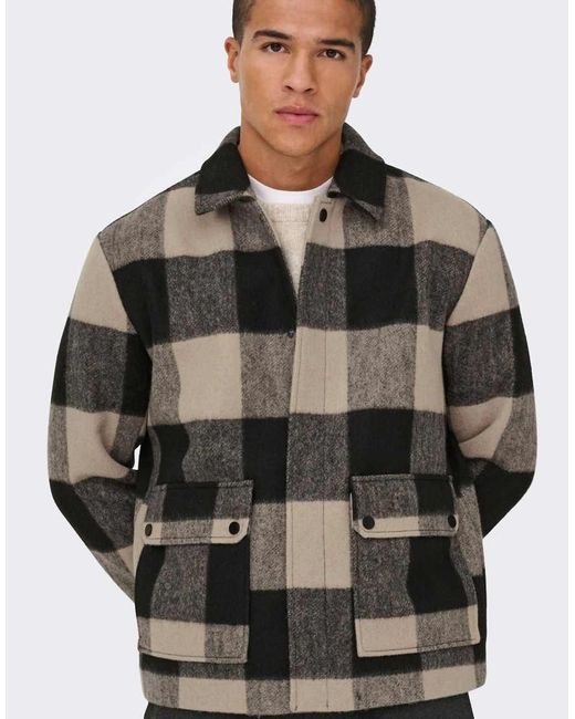 Only & Sons Gray Jacket for men