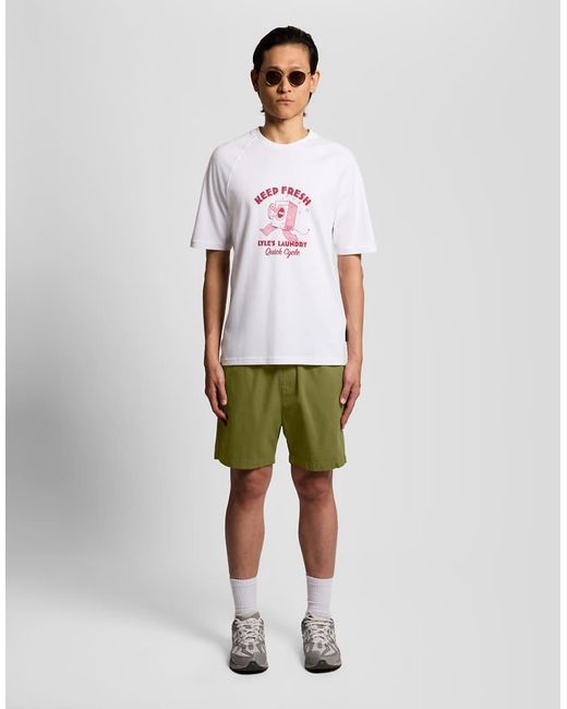 Lyle & Scott White Shorts Washed Cotton Short for men