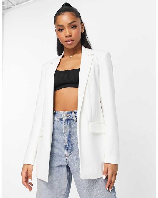 Pieces White Tailored Oversized Blazer