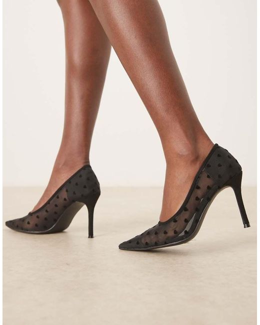 Glamorous Brown Valentines Mesh Heeled Pumps With Hearts