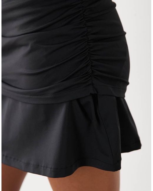 ASOS Black Polyamide Slinky Fold Over Waist Mini Skirt