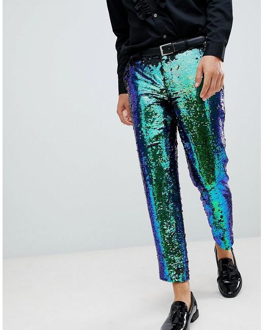 Pantalon court habill coupe slim orn de sequins ASOS pour homme en coloris  Vert | Lyst
