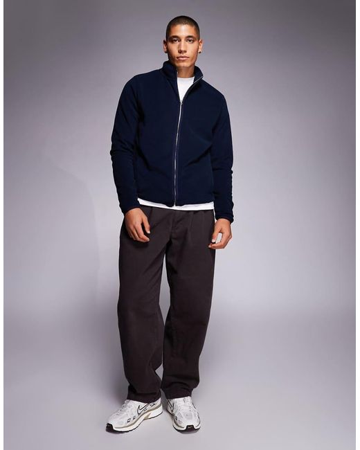 ASOS Blue Zip Through Fleece Jacket for men