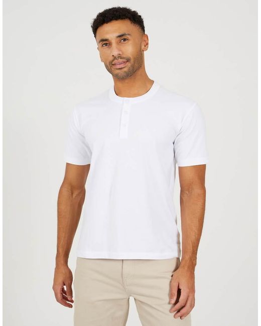 Brave Soul White Cotton Jersey Polo Shirt for men