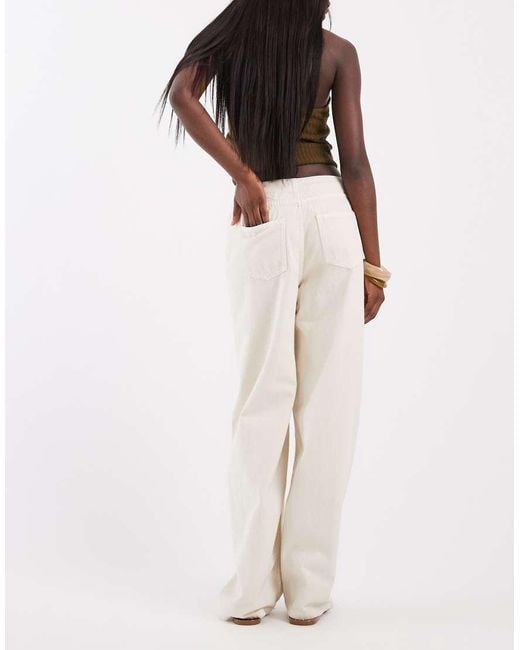 ASOS Natural Barrel Leg Jeans With No Waistband