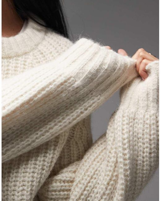 & Other Stories Gray Alpaca And Wool Chunky Knit Cardigan With Balloon Sleeves