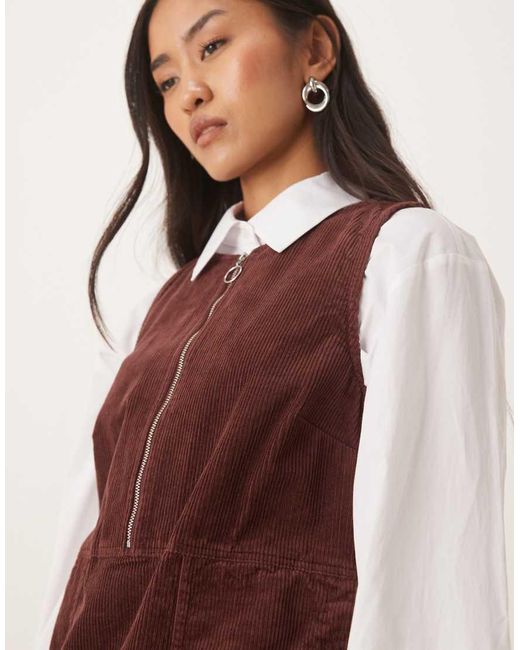 Nobody's Child Purple Homerton A-line Cord Pinafore Mini Dress