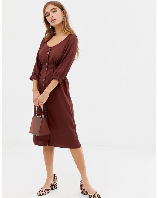 vero moda button front midi dress