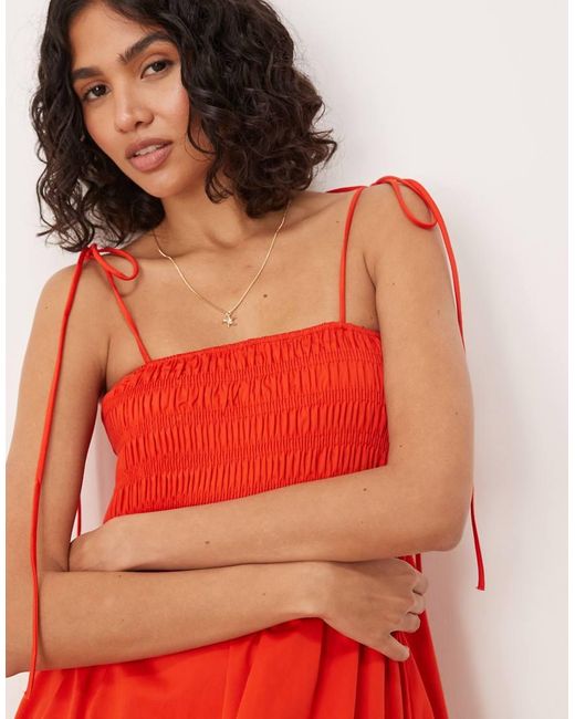 ASOS Red Shir Bust Cotton Poplin Midi Dress