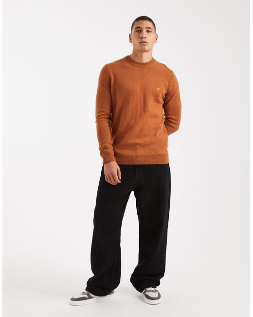 Farah Orange Maidstone Lambswool Jumper for men