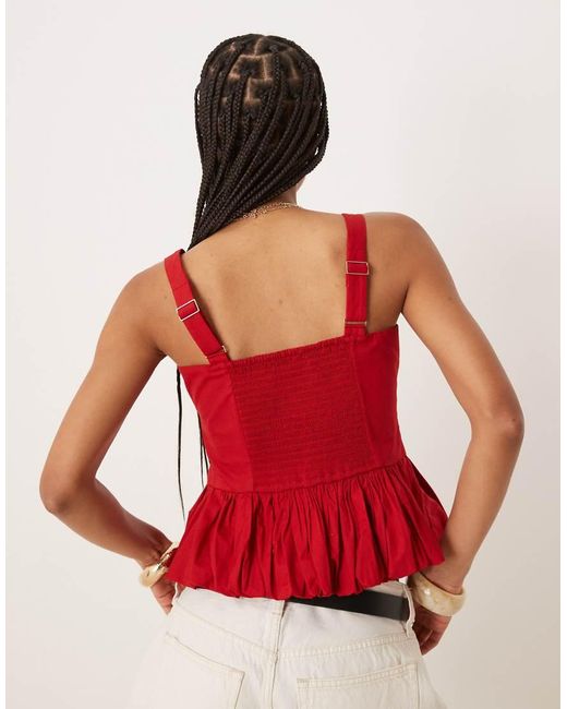 Abercrombie & Fitch Red Bubble Hem Top