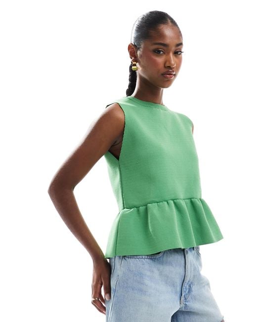 ASOS Green Structured Hem Knitted Top