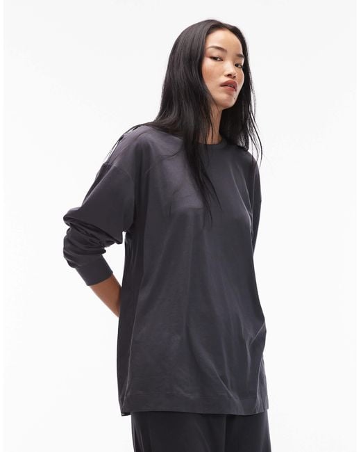 ARKET Blue – mix and match – langärmliges pyjamaoberteil aus weicher, reiner baumwolle