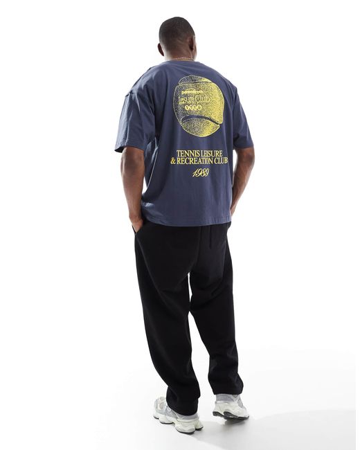 ASOS Blue Oversized T-shirt With Sports Graphic for men