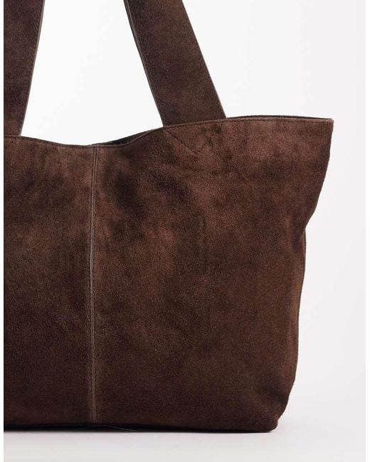 ASOS Brown Suede Seam Detail Tote Bag