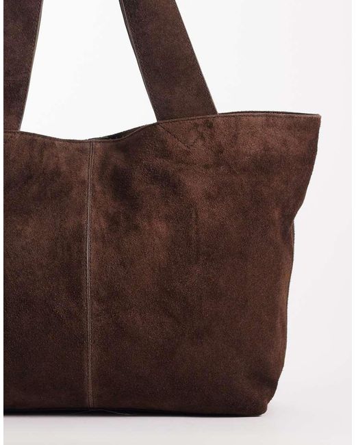 ASOS Brown Suede Seam Detail Tote Bag